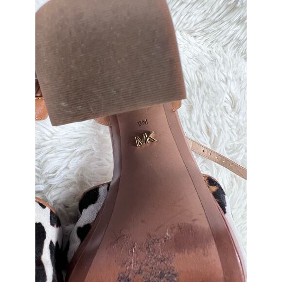 Michael Kors Alexia Platform Sandals Womens Size 9M Hair Calf Animal Print SH19A - Picture 13 of 16